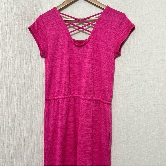T by Talbots Maxi Dress Jersey Knit Hot Pink Tassel-Tie Women' Size Small Petite - Picture 5 of 8